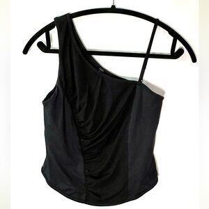 Free People Black Asymmetrical Ruched Tank Top - new without tags
